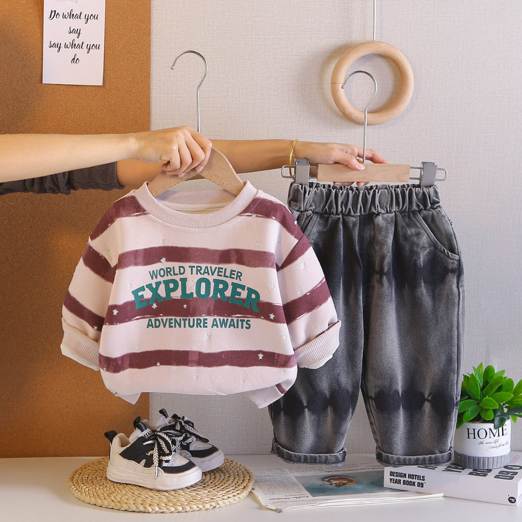 Spring and Autumn striped letter round
