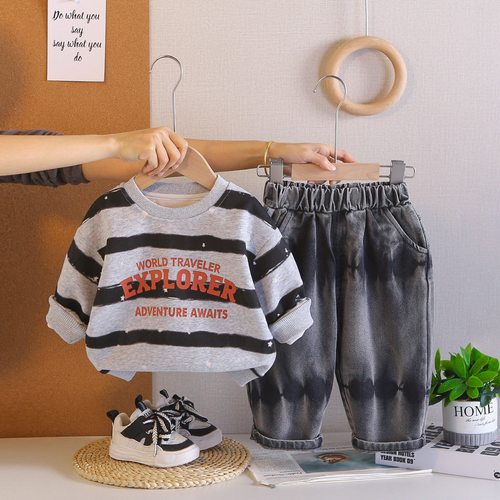 Spring and Autumn striped letter round
