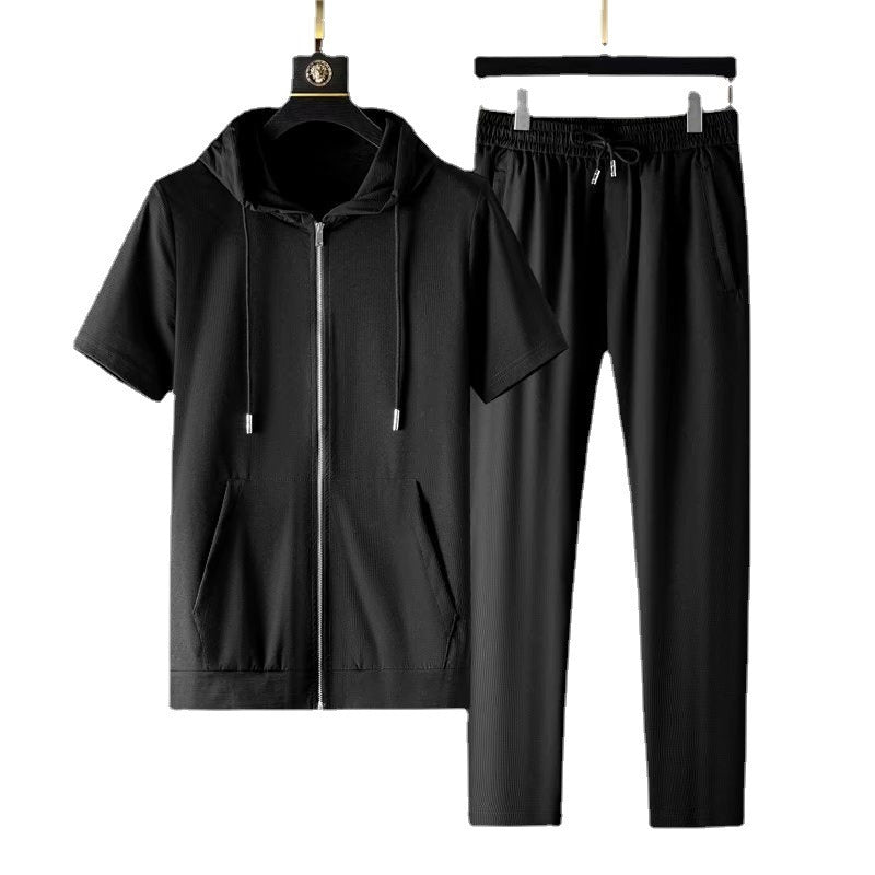 Men's Loose Hooded Sweatshirt Men's Casual Sportswear Top Cardigan Suit