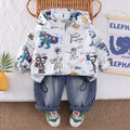 Children's sportswear baby spring hooded long sleeved two-piece set