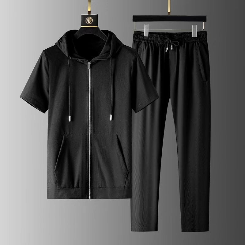Men's Loose Hooded Sweatshirt Men's Casual Sportswear Top Cardigan Suit